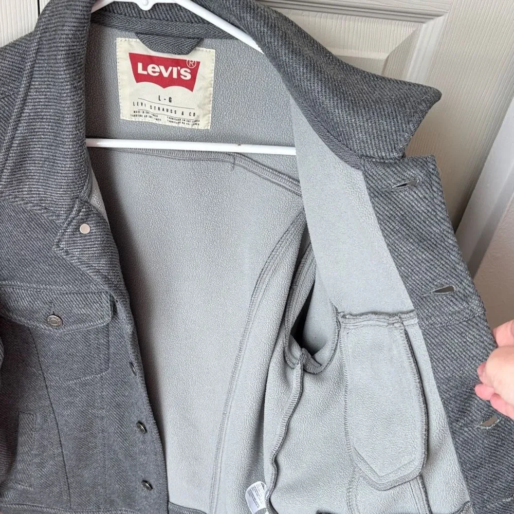Levi's men’s softshell trucker Charcoal Men's Shirt Jacket Shacket large EUC - Picture 7 of 10